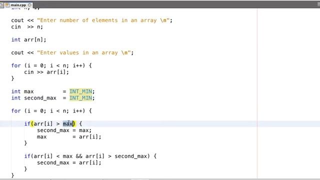 C, C++ Program to Find Second Largest Number in an Array смотреть онлайн