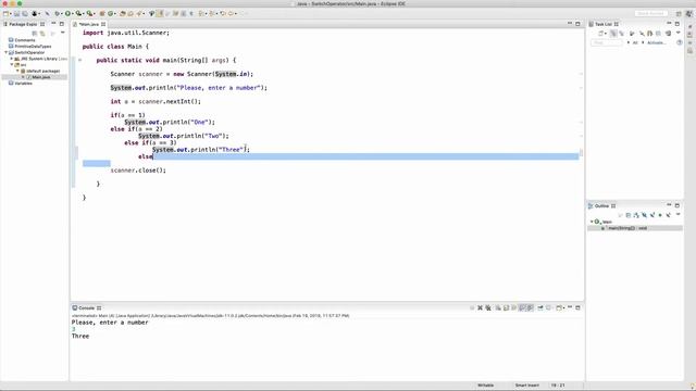 Switch statement in Java смотреть онлайн