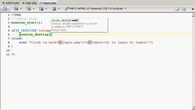 PHP Tutorial 023 Destroying the Session!(not the world) смотреть онлайн