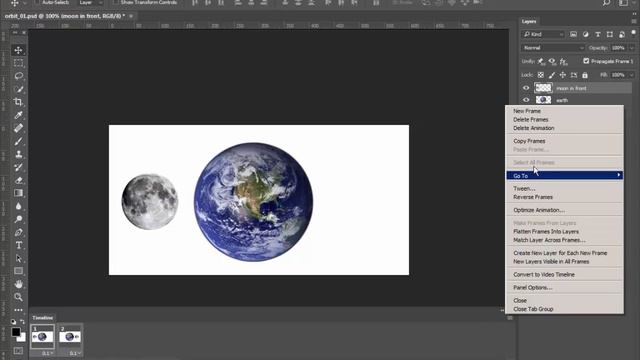 Making the Moon orbit the Earth in Photoshop смотреть онлайн
