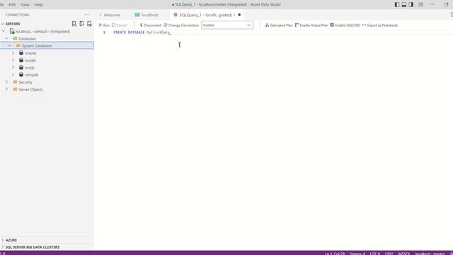 Create Relational Database via SQL Command in Azure Data Studio смотреть онлайн