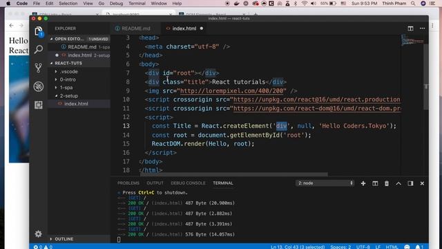 Tự học React 2018 - Bài 3 - React.createElement смотреть онлайн