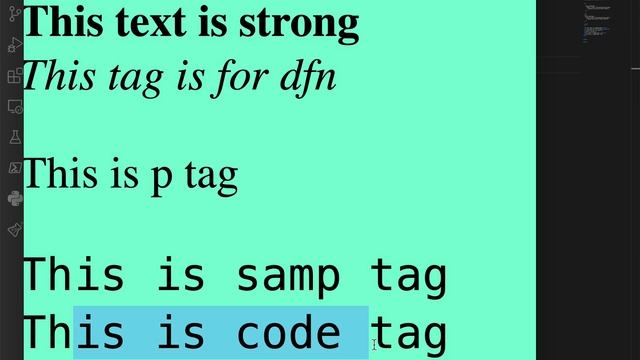 HTML/HTML5 Course | Lesson 3 | Pre, Audio, Video, DFN, Strong, Div, Samp, Code Link and more смотреть онлайн