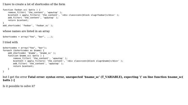 Wordpress: Autogenerate shortcodes from an array of strings смотреть онлайн