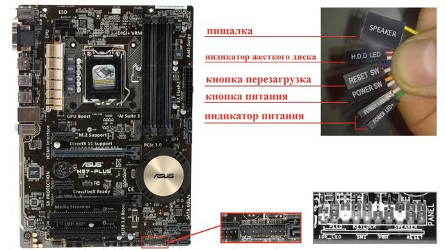 Как подключить провода к материнской плате смотреть онлайн