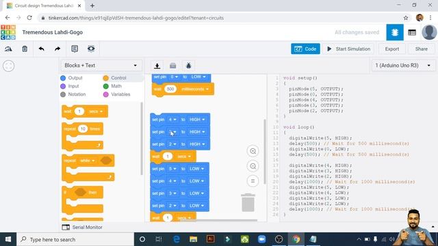 How to blink multiple LED with Arduino in Tinkercad | Bangla | বাংলা смотреть онлайн