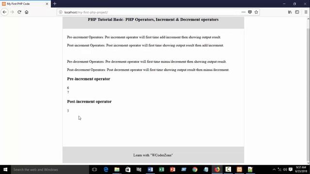 Increment and decrement operators in php - php tutorials смотреть онлайн