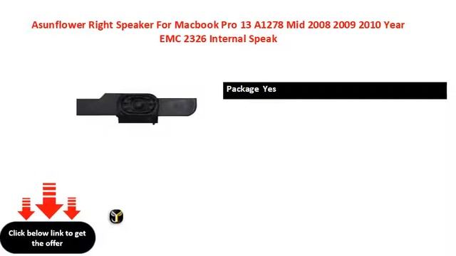 Asunflower Right Speaker For Macbook Pro 13 A1278 Mid 2008 2009 2010 Year EMC 2326 Internal Speak смотреть онлайн