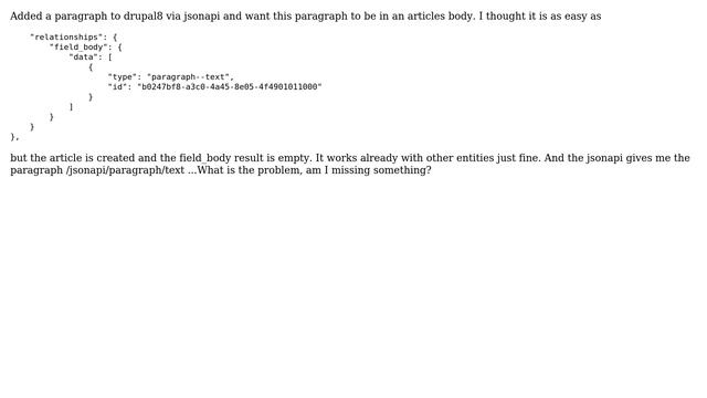 Drupal: Add paragraphs to a node via jsonapi смотреть онлайн
