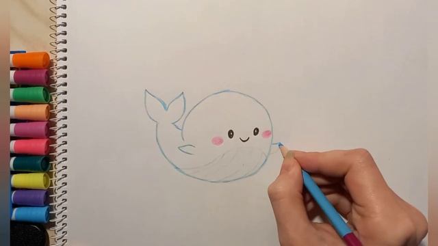 как нарисовать кита легко | милый рисунок смотреть онлайн
