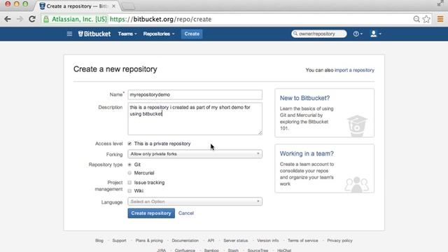 Creating New Repository on BitBucket смотреть онлайн