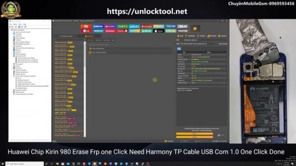 Huawei Chip Kirin 980 Erase Frp one Click Need Harmony TP Cable USB Com 1.0 One Click Done