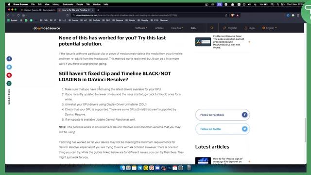 Fix Clip and Timeline BLACK & NOT LOADING in DaVinci Resolve смотреть онлайн