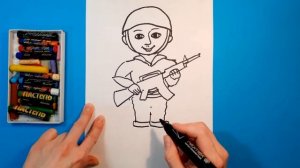 Как нарисовать СОЛДАТА К 9 МАЯ. Рисуем с детьми. How to draw a SOLDIER.