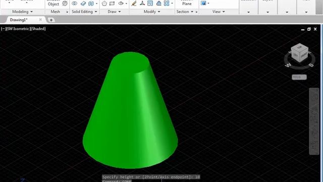 How to draw 3d frustum cone using AutoCAD Cone command смотреть онлайн