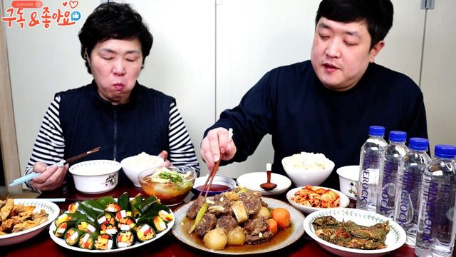 소갈비찜 보다 담백하고 맛있는 아롱사태찜,아삭아삭 식감 좋은 오징어다시마쌈,얼갈이물김치,명태껍질부각~ (먹방,레시피 Korean Mukbang Eating Show&Recipe) смотреть онлайн