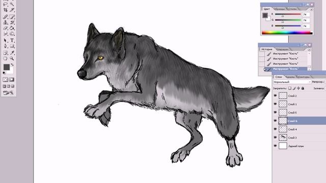 Wolf jump. Drawing. смотреть онлайн