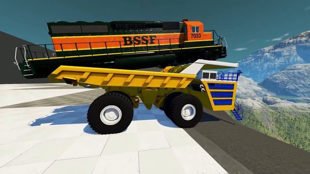 Сумасшедшие прыжки на Белазе с поездами! Как залететь в пасть к акуле? Гоша новые крушения машин. смотреть онлайн