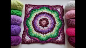 КВАДРАТНАЯ СИДУШКА-МАНДАЛА с КРАСИВЫМ УЗОРОМ! ЧАСТЬ 2.