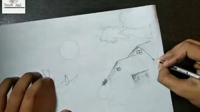 Nature Drawing Scenery | Drawing Of Nature | Sketch Of nature | Evening Couple | MoonLight | смотреть онлайн