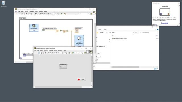 Logging Temperature Data to Text File in LabVIEW смотреть онлайн