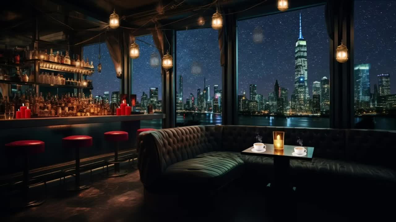 Night Jazz New York 2024_ Secluded Coffee Shop in the Night Sky of New York City ?☕? смотреть онлайн