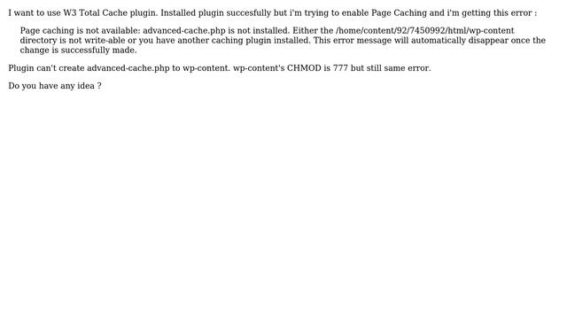 Wordpress: W3 Total Cache can't create files смотреть онлайн