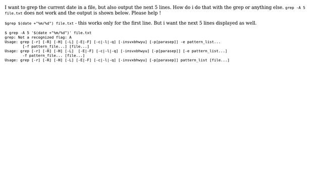 Unix & Linux: Want to grep a date in a file and its next 5 lines смотреть онлайн