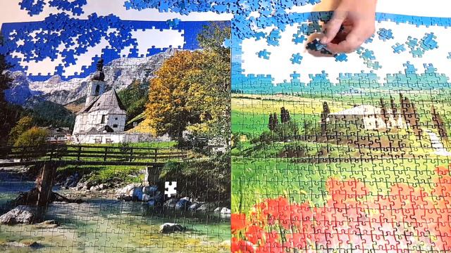 Ravensburger puzzle 1000 (2x500) - Toskana Val d'Orcia & Ramsau gegen Reiteralpe, Deutschland смотреть онлайн