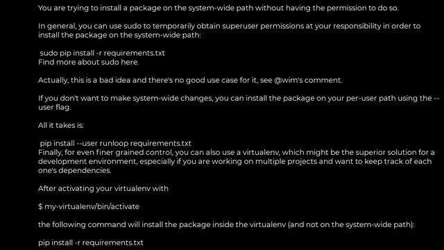 Python :pip install failing with: OSError: [Errno 13] Permission denied on directory(5solution) смотреть онлайн