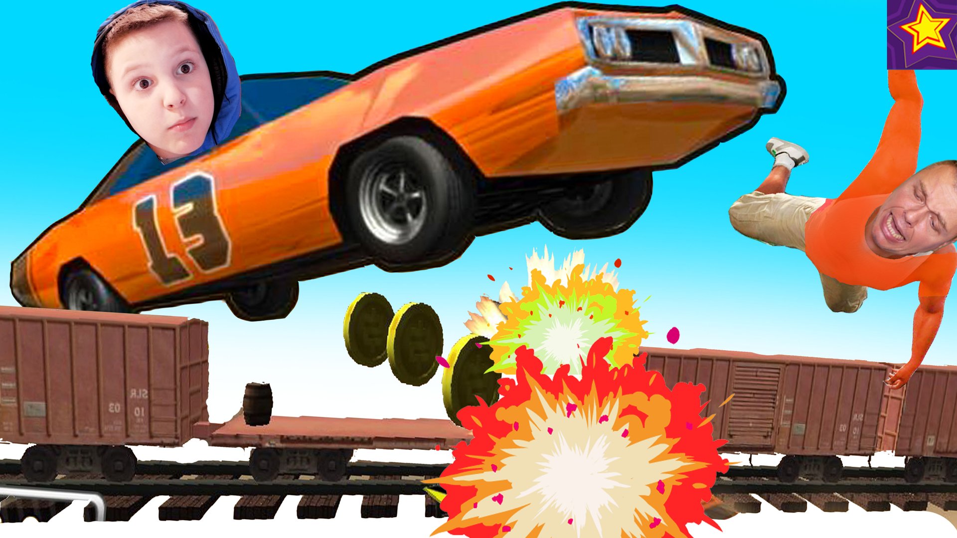 ВРЕЗАЛИСЬ в ПОЕЗД и ЕДЕМ через ОГОНЬ Игорь и папа в ГОНКАХ с ПРЕПЯТСТВИЯМИ смотреть онлайн