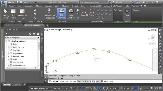 Editing Civil 3D Feature Line Geometry using "Fit Curve" & "Smooth" смотреть онлайн