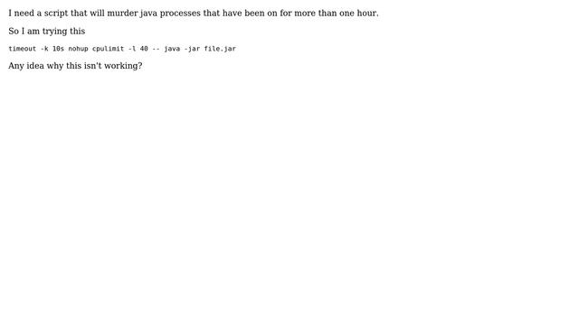 Unix & Linux: kill a java process after it was running for one hour смотреть онлайн