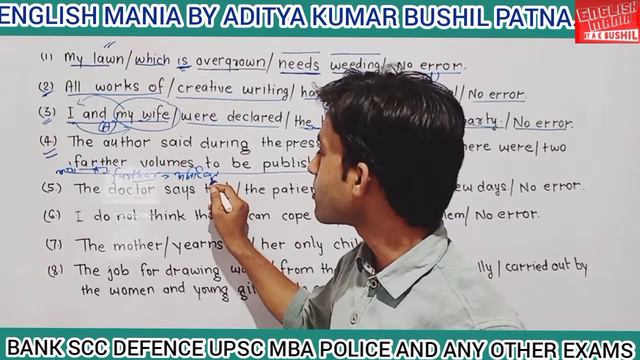 Spotting error part-4 english mania by a k bushil for bank ssc mba police upsc and all competitive смотреть онлайн