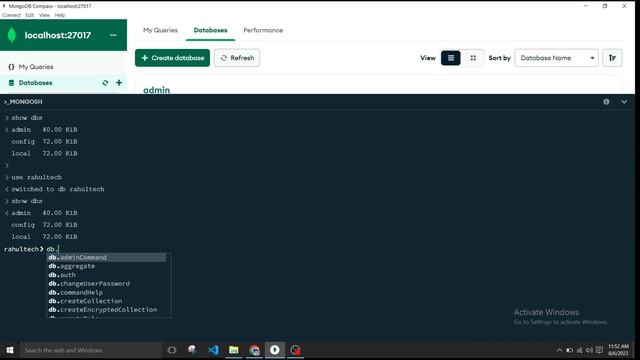 #6: Create Database in MongoDB | use dbname command in mongodb | MongoDB Tutorial Hindi смотреть онлайн
