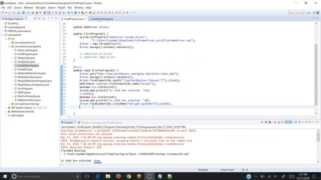 Selenium Tutorial- Performing Click Actions Isselected,Isdisplayed,Isenabled смотреть онлайн