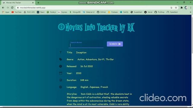 Movies Info Tracker | React JS | React Hooks | OMDB API | PWA | Material UI | (demo) смотреть онлайн
