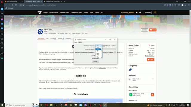 Tuto comment installer optiFine 1.19.2 fabric et forge смотреть онлайн