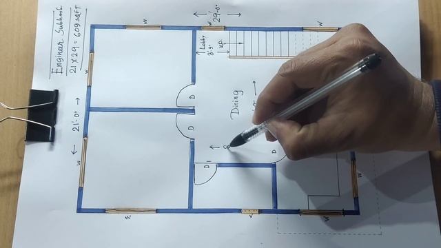 21 x 29 ghar ka naksha II 609 sqft house plan design II 2 bhk house plan смотреть онлайн