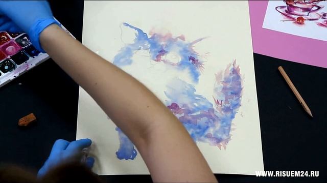 Как просто нарисовать кошку акварелью и карандашом смотреть онлайн