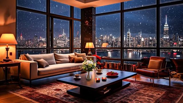 Saxophone Jazz for Stress Relief: Relaxing and Tranquil Music - Winter Night Music and Falling Snow смотреть онлайн