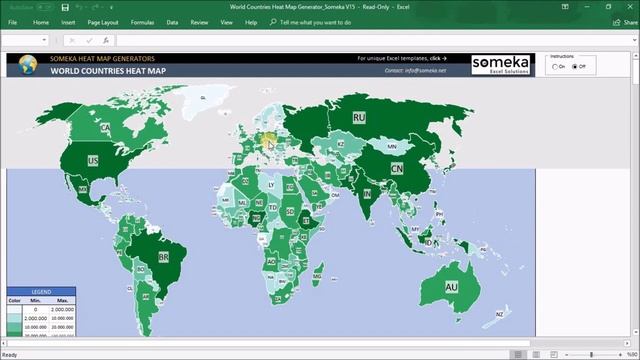 World Heat Map Excel Template | Dynamic World Map with Countries смотреть онлайн