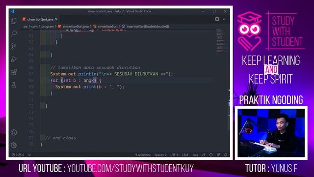 #5P NGODING IMPLEMENTASI INSERTION SORT pada JAVA | ALGORITMA PEMROGRAMAN 2 смотреть онлайн