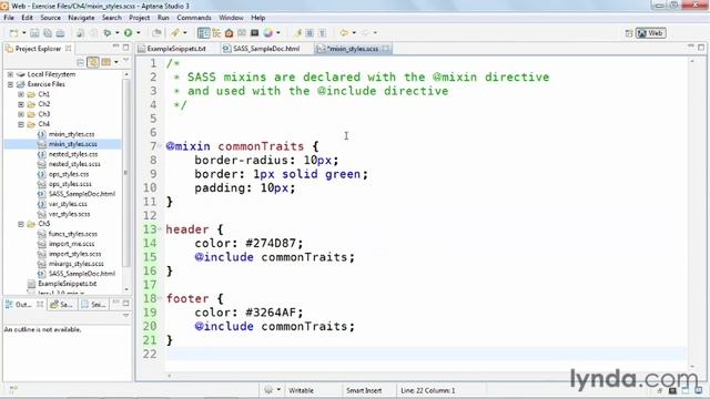 [Lynda.com] CSS с LESS и SASS - 20 - Работа с миксинами смотреть онлайн