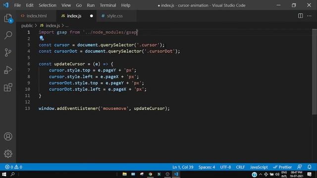 Cursor animation with GSAP смотреть онлайн