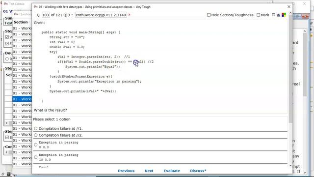 Using == when one operand is a Wrapper and the other is a primitive. (enthuware.ocpjp.v11.2.3140) смотреть онлайн