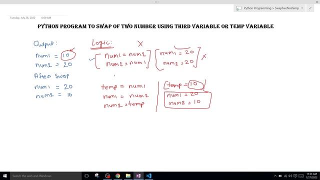 python program to swap two numbers using temp or third Variable смотреть онлайн