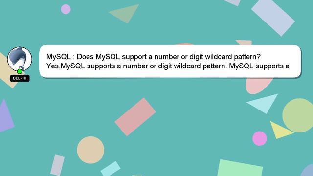 MySQL : Does MySQL support a number or digit wildcard pattern? смотреть онлайн