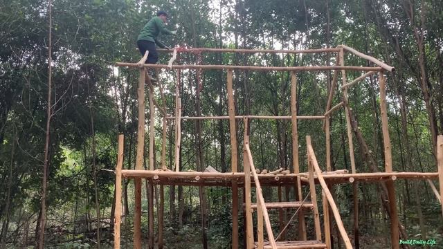 Full video 35 days,build process, wooden frame house, bamboo wall, new farm place,build daily life смотреть онлайн