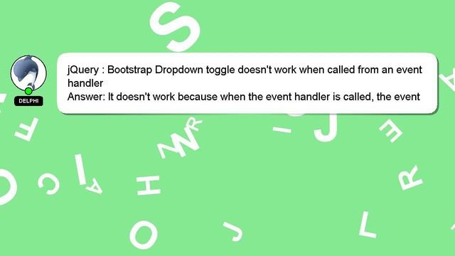 jQuery : Bootstrap Dropdown toggle doesn't work when called from an event handler смотреть онлайн